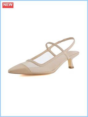 Women's Pointed Toe Mesh Slingback Kitten Heels Memory Foam